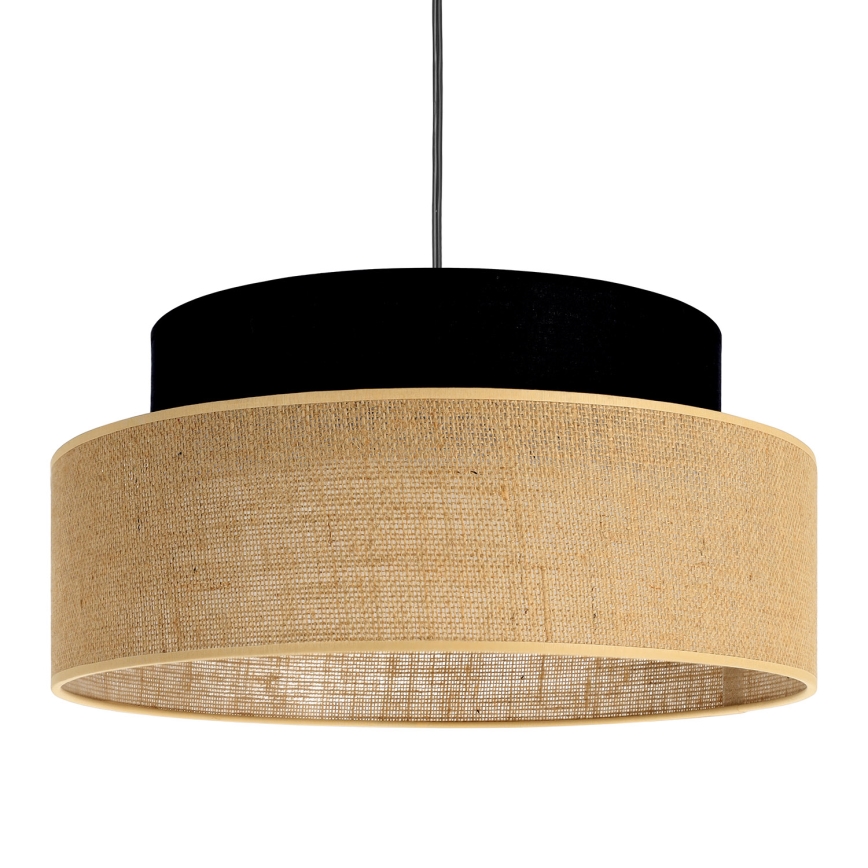Ljuskrona med textilsladd BOHO 1xE27/60W/230V diameter 40 cm svart/beige