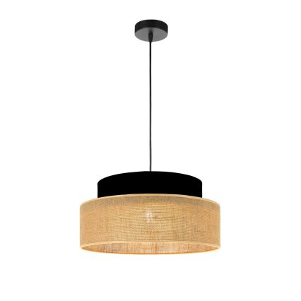Ljuskrona med textilsladd BOHO 1xE27/60W/230V diameter 40 cm svart/beige