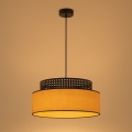Ljuskrona med textilsladd BOHO 1xE27/60W/230V diameter 40 cm svart/rotting