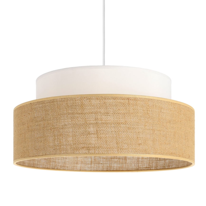 Ljuskrona med textilsladd BOHO 1xE27/60W/230V diameter 40 cm vit/beige
