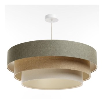 Ljuskrona med textilsladd BOHO TRINITI 1xE27/60W/230V grå/beige/grädde