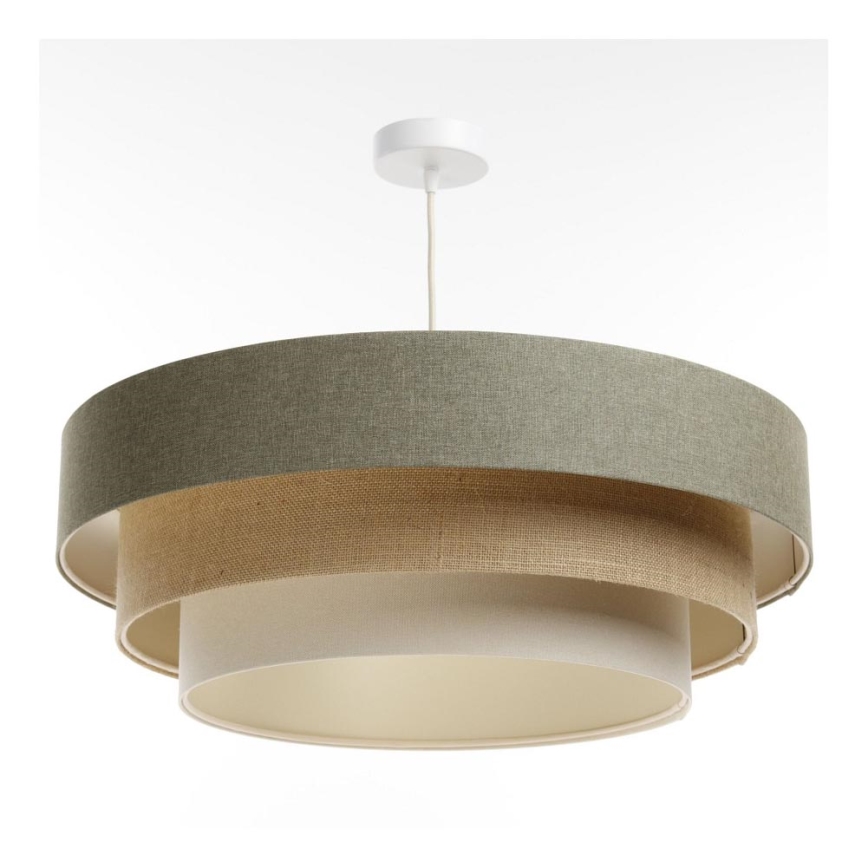 Ljuskrona med textilsladd BOHO TRINITI 1xE27/60W/230V grå/beige/grädde