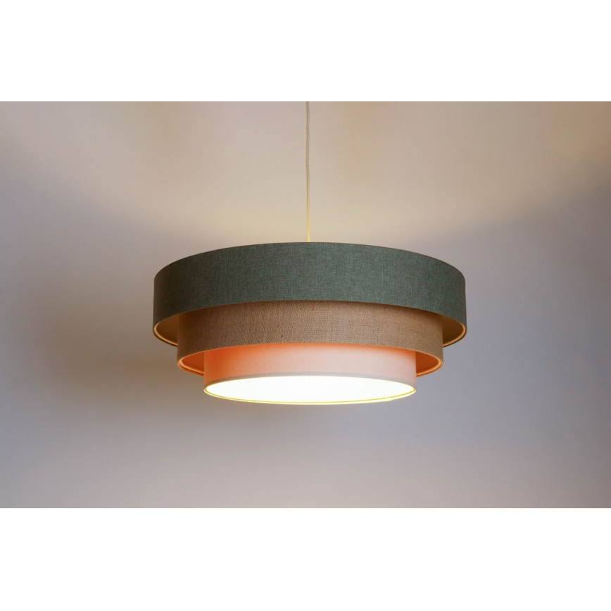 Ljuskrona med textilsladd BOHO TRINITI 1xE27/60W/230V grå/beige/grädde