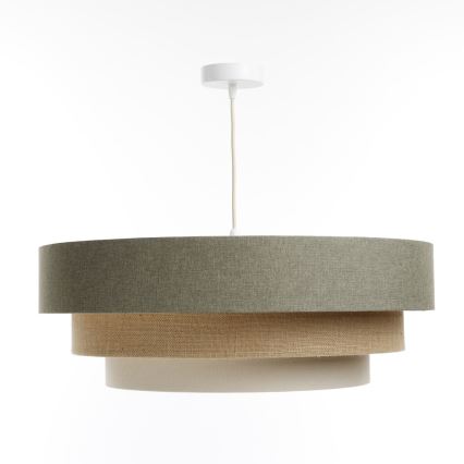 Ljuskrona med textilsladd BOHO TRINITI 1xE27/60W/230V grå/beige/grädde