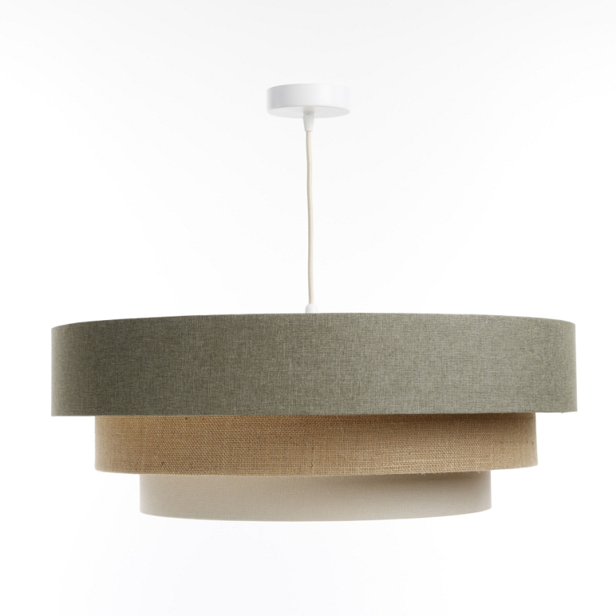 Ljuskrona med textilsladd BOHO TRINITI 1xE27/60W/230V grå/beige/grädde
