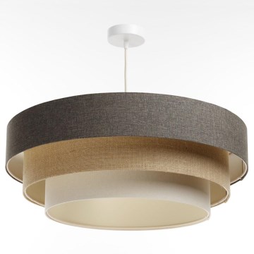 Ljuskrona med textilsladd BOHO TRINITI 1xE27/60W/230V grå/beige/grädde