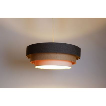 Ljuskrona med textilsladd BOHO TRINITI 1xE27/60W/230V grå/beige/grädde