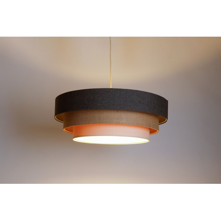 Ljuskrona med textilsladd BOHO TRINITI 1xE27/60W/230V grå/beige/grädde
