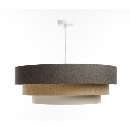 Ljuskrona med textilsladd BOHO TRINITI 1xE27/60W/230V grå/beige/grädde