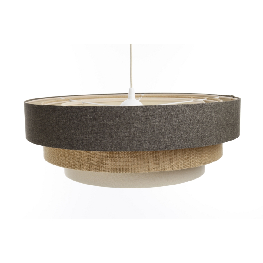 Ljuskrona med textilsladd BOHO TRINITI 1xE27/60W/230V grå/beige/grädde