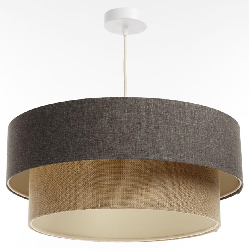 Ljuskrona med textilsladd BOHO TRINITI 1xE27/60W/230V grå/beige