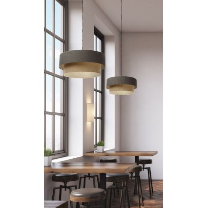 Ljuskrona med textilsladd BOHO TRINITI 1xE27/60W/230V grå/beige