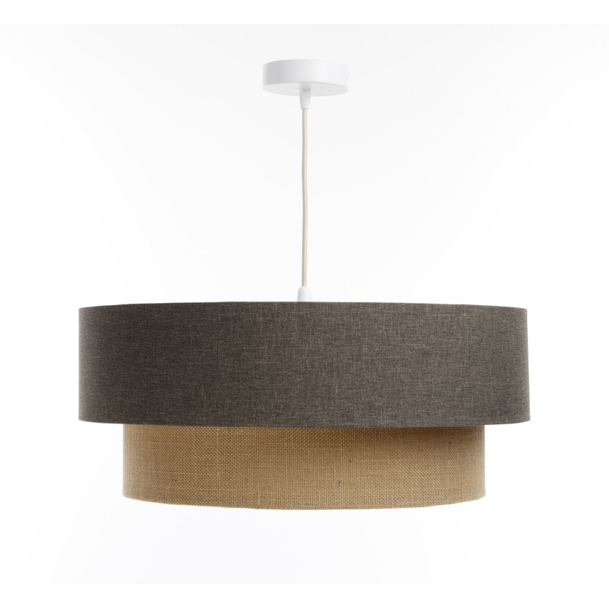 Ljuskrona med textilsladd BOHO TRINITI 1xE27/60W/230V grå/beige