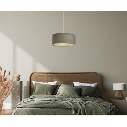 Ljuskrona med textilsladd BOHO TRINITI 1xE27/60W/230V grå