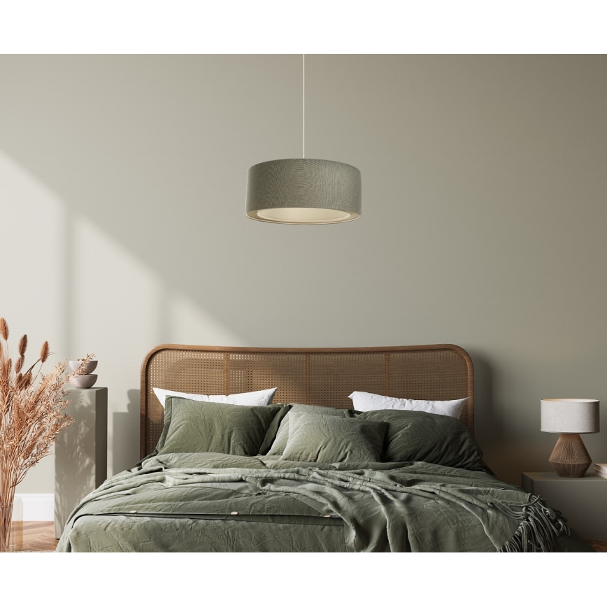 Ljuskrona med textilsladd BOHO TRINITI 1xE27/60W/230V grå