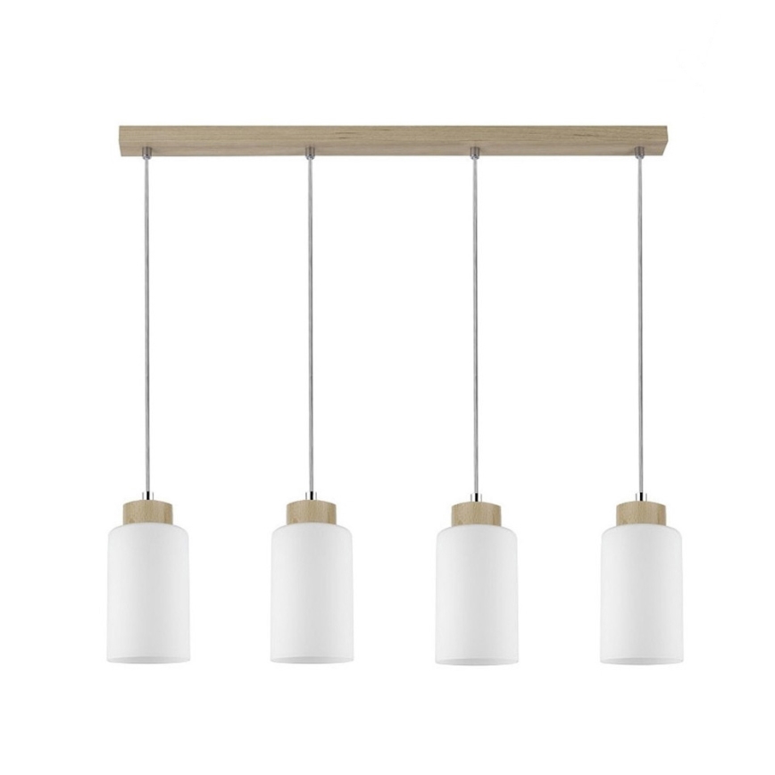 Ljuskrona med textilsladd BOSCO 4xE27/60W/230V Björk