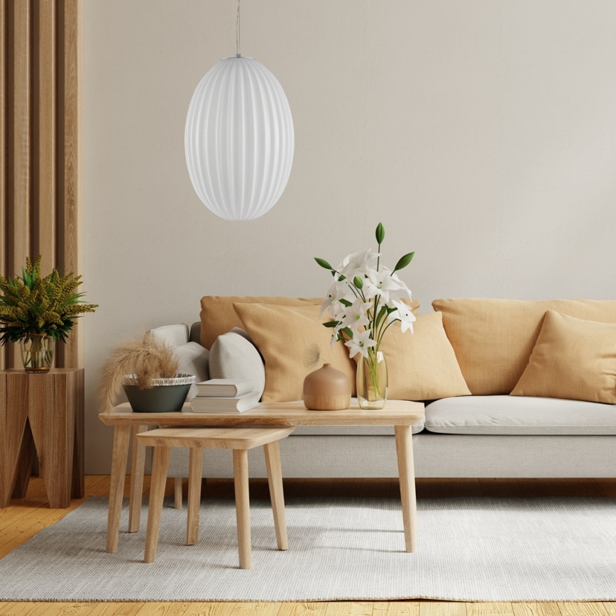 Ljuskrona med textilsladd BRAGA 1xE27/60W/230V vit