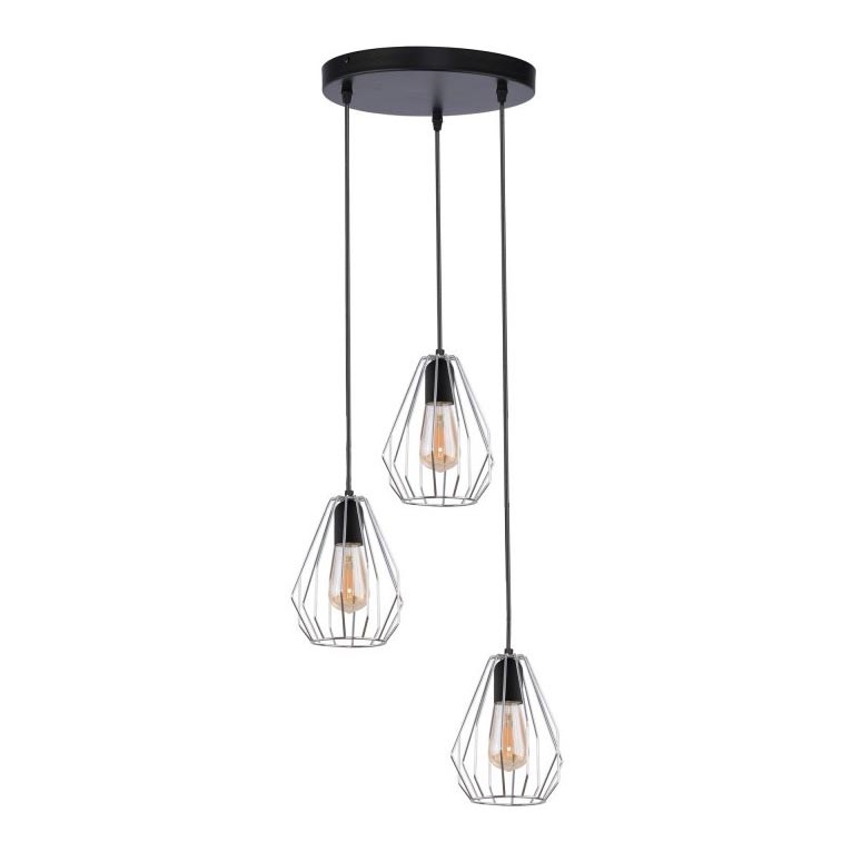 Ljuskrona med textilsladd BRYLANT 3xE27/60W/230V diameter 47 cm