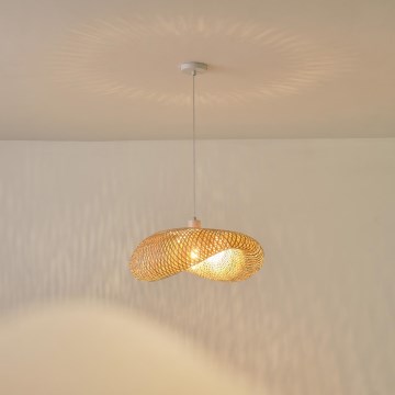 Ljuskrona med textilsladd CALYPSO 1xE27/15W/230V bambu