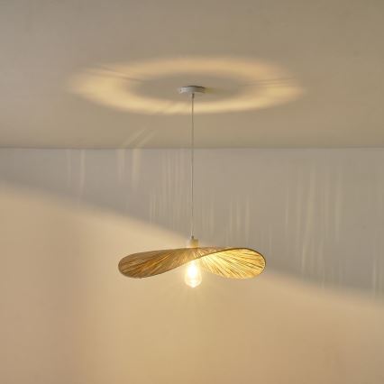 Ljuskrona med textilsladd CALYPSO 1xE27/15W/230V diameter 55 cm bambu