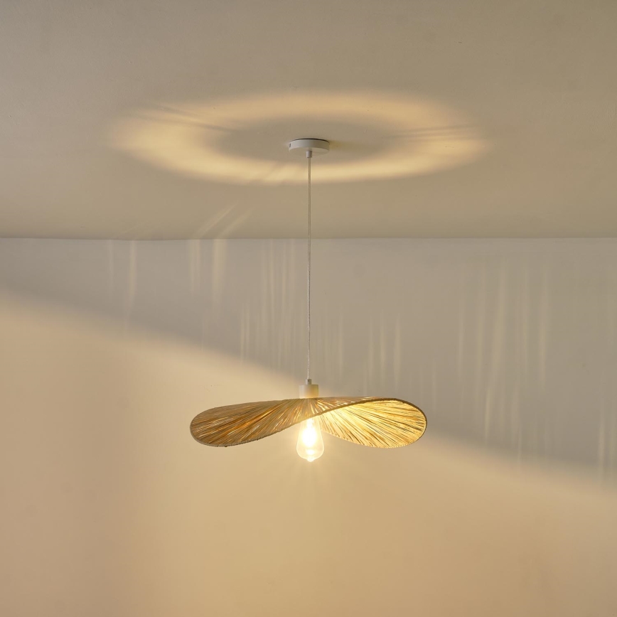 Ljuskrona med textilsladd CALYPSO 1xE27/15W/230V diameter 55 cm bambu