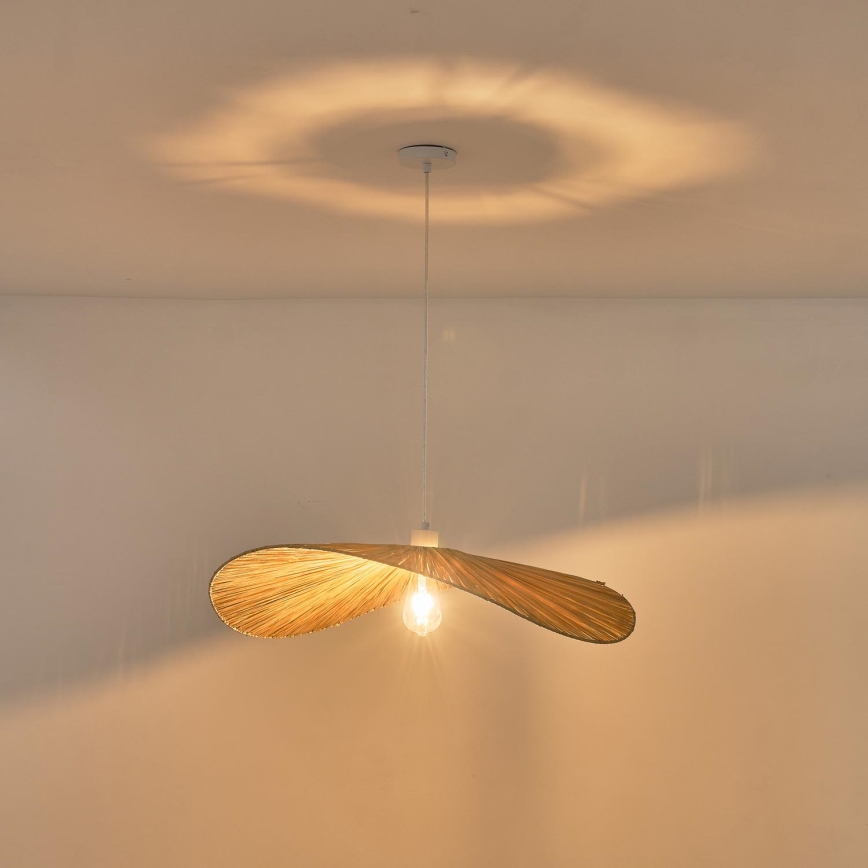 Ljuskrona med textilsladd CALYPSO 1xE27/40W/230V diameter 70 cm bambu