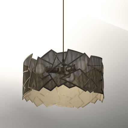 Ljuskrona med textilsladd CAMO 3xE27/15W/230V guld