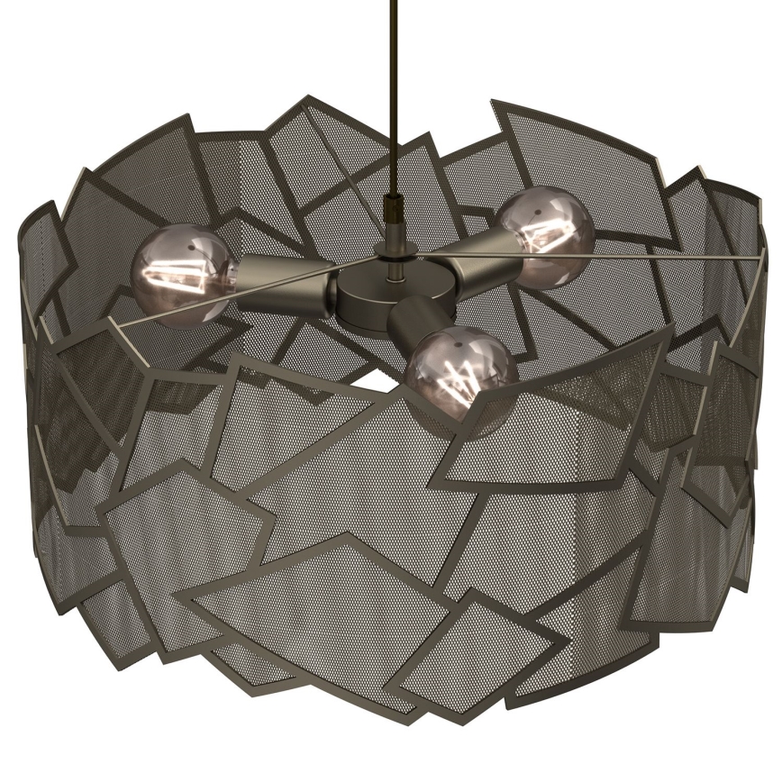 Ljuskrona med textilsladd CAMO 3xE27/15W/230V guld