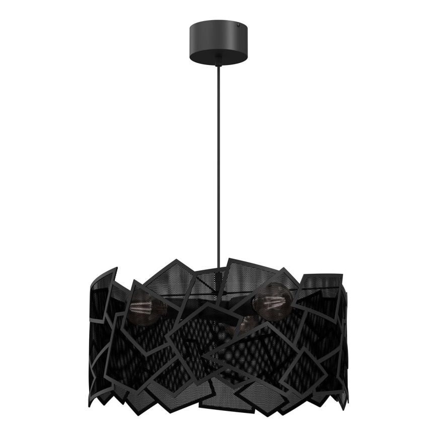 Ljuskrona med textilsladd CAMO 3xE27/15W/230V svart