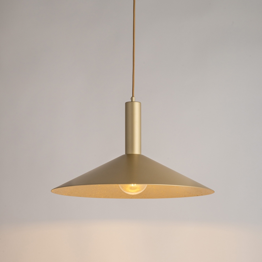 Ljuskrona med textilsladd CAPRI 1xE27/15W/230V diameter 50 cm guld