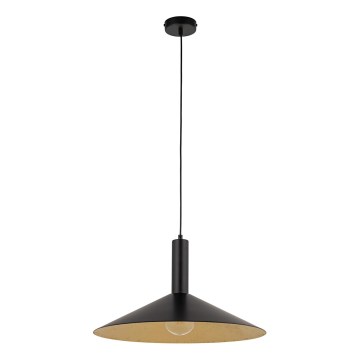 Ljuskrona med textilsladd CAPRI 1xE27/15W/230V diameter 50 cm svart/guld