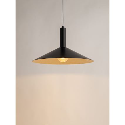 Ljuskrona med textilsladd CAPRI 1xE27/15W/230V diameter 50 cm svart/guld