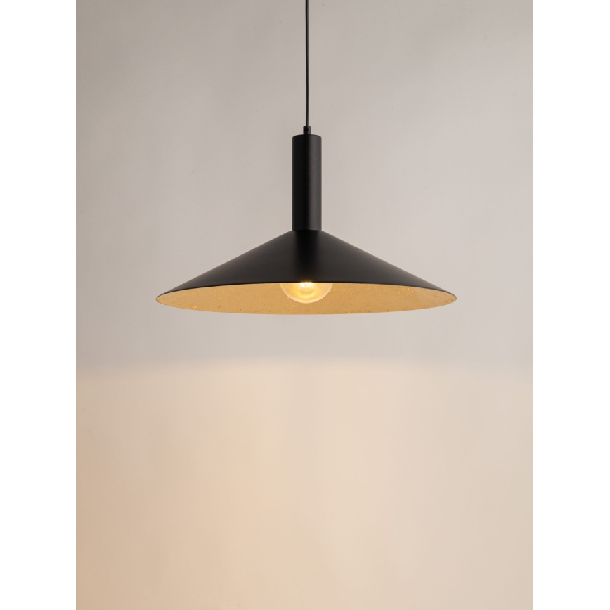Ljuskrona med textilsladd CAPRI 1xE27/15W/230V diameter 50 cm svart/guld