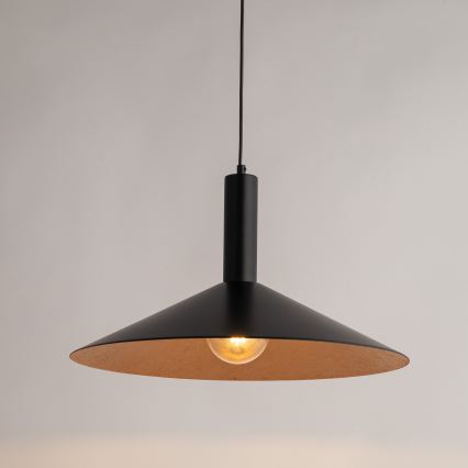 Ljuskrona med textilsladd CAPRI 1xE27/15W/230V diameter 50 cm svart/koppar