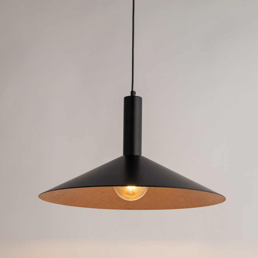 Ljuskrona med textilsladd CAPRI 1xE27/15W/230V diameter 50 cm svart/koppar