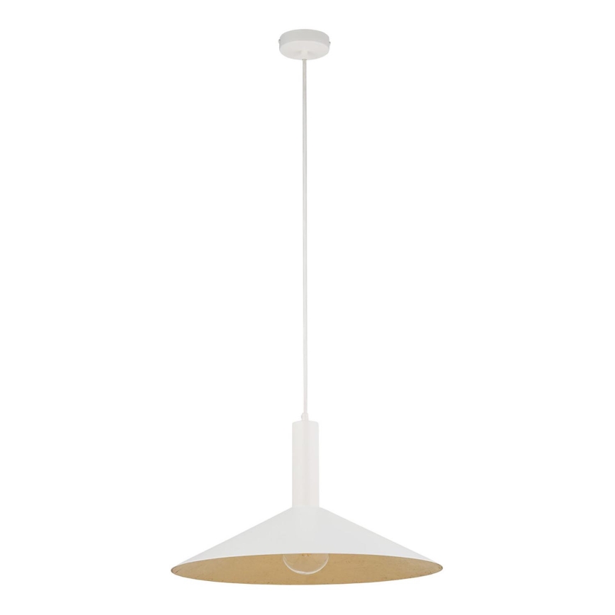 Ljuskrona med textilsladd CAPRI 1xE27/15W/230V diameter 50 cm vit/guld