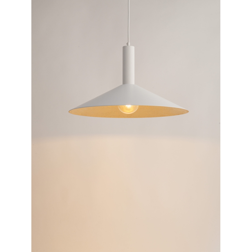 Ljuskrona med textilsladd CAPRI 1xE27/15W/230V diameter 50 cm vit/guld