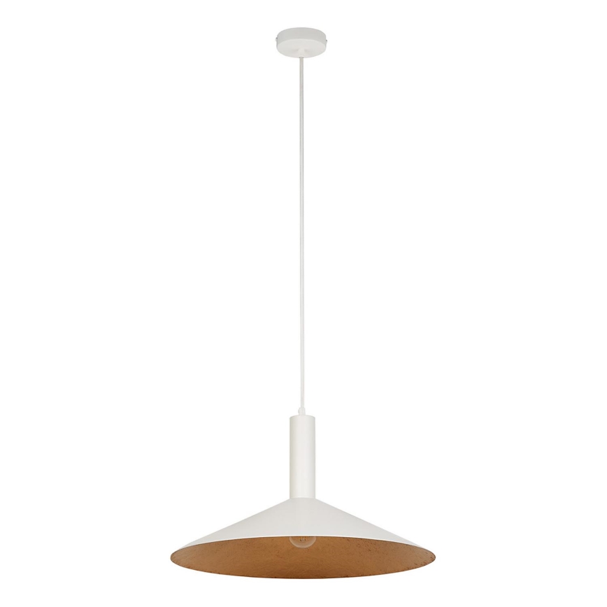 Ljuskrona med textilsladd CAPRI 1xE27/15W/230V diameter 50 cm vit/koppar