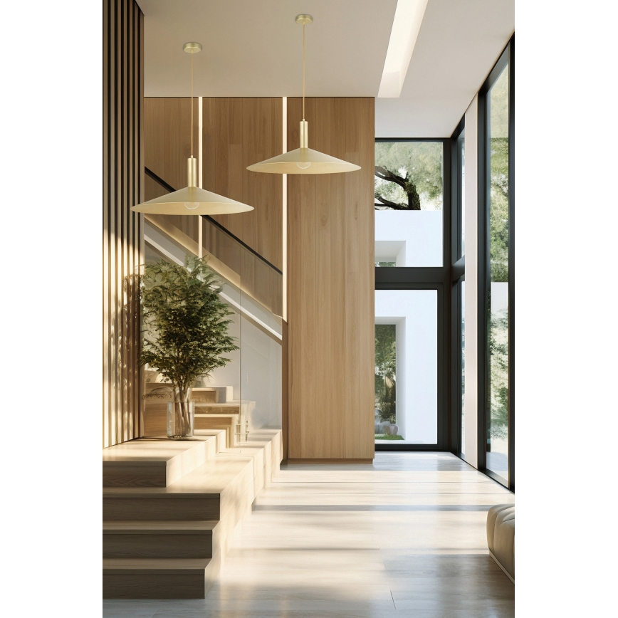 Ljuskrona med textilsladd CAPRI 1xE27/15W/230V diameter 70 cm guld