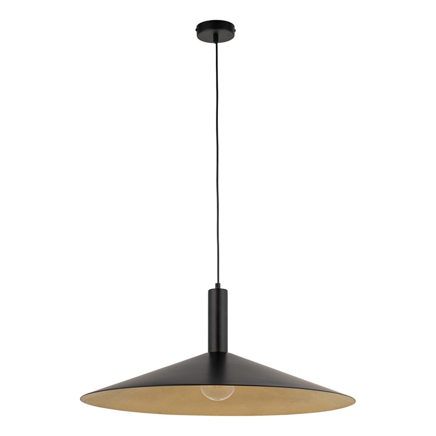 Ljuskrona med textilsladd CAPRI 1xE27/15W/230V diameter 70 cm svart/guld