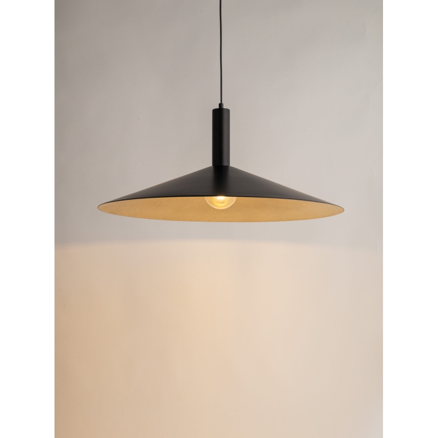 Ljuskrona med textilsladd CAPRI 1xE27/15W/230V diameter 70 cm svart/guld