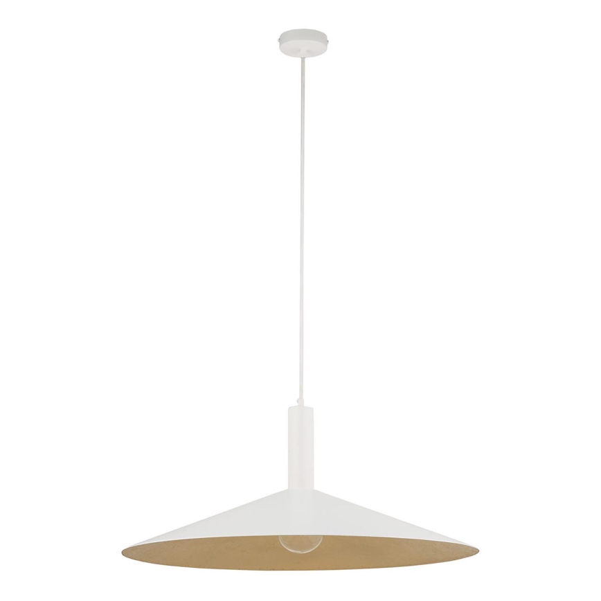 Ljuskrona med textilsladd CAPRI 1xE27/15W/230V diameter 70 cm vit/guld