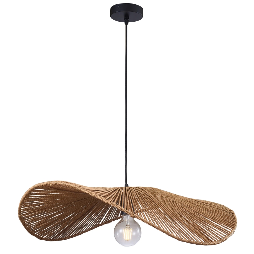Ljuskrona med textilsladd CAPRI 1xE27/20W/230V diameter 60 cm bambu
