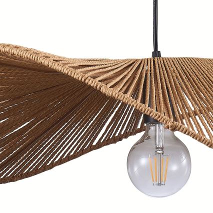 Ljuskrona med textilsladd CAPRI 1xE27/20W/230V diameter 60 cm bambu