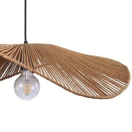 Ljuskrona med textilsladd CAPRI 1xE27/20W/230V diameter 60 cm bambu