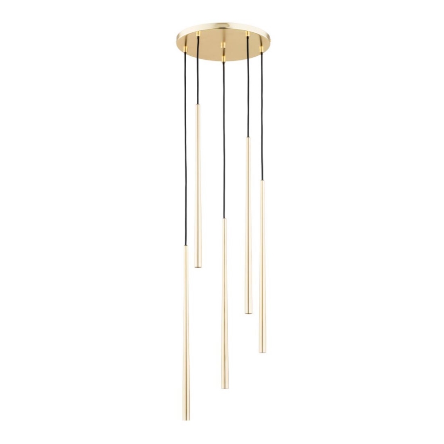 Ljuskrona med textilsladd CARMEN 5xG9/40W/230V d.30 cm guld