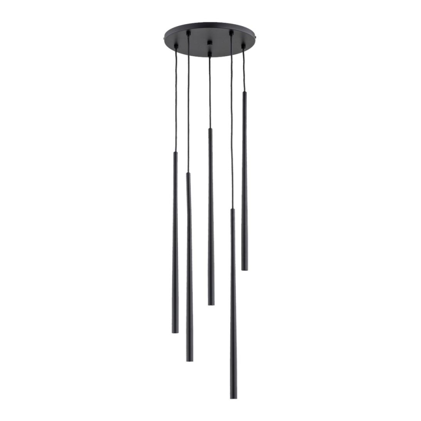 Ljuskrona med textilsladd CARMEN 5xG9/40W/230V diameter 30 cm svart