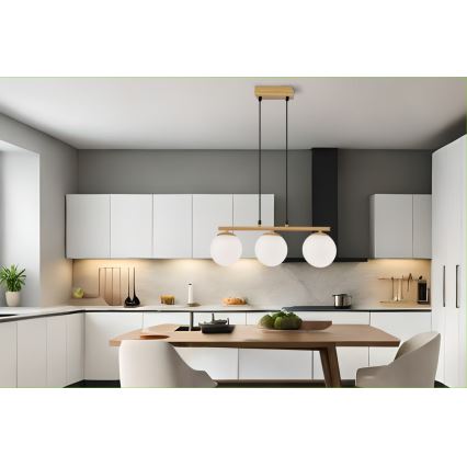 Ljuskrona med textilsladd CARRINE 4xE14/40W/230V brun