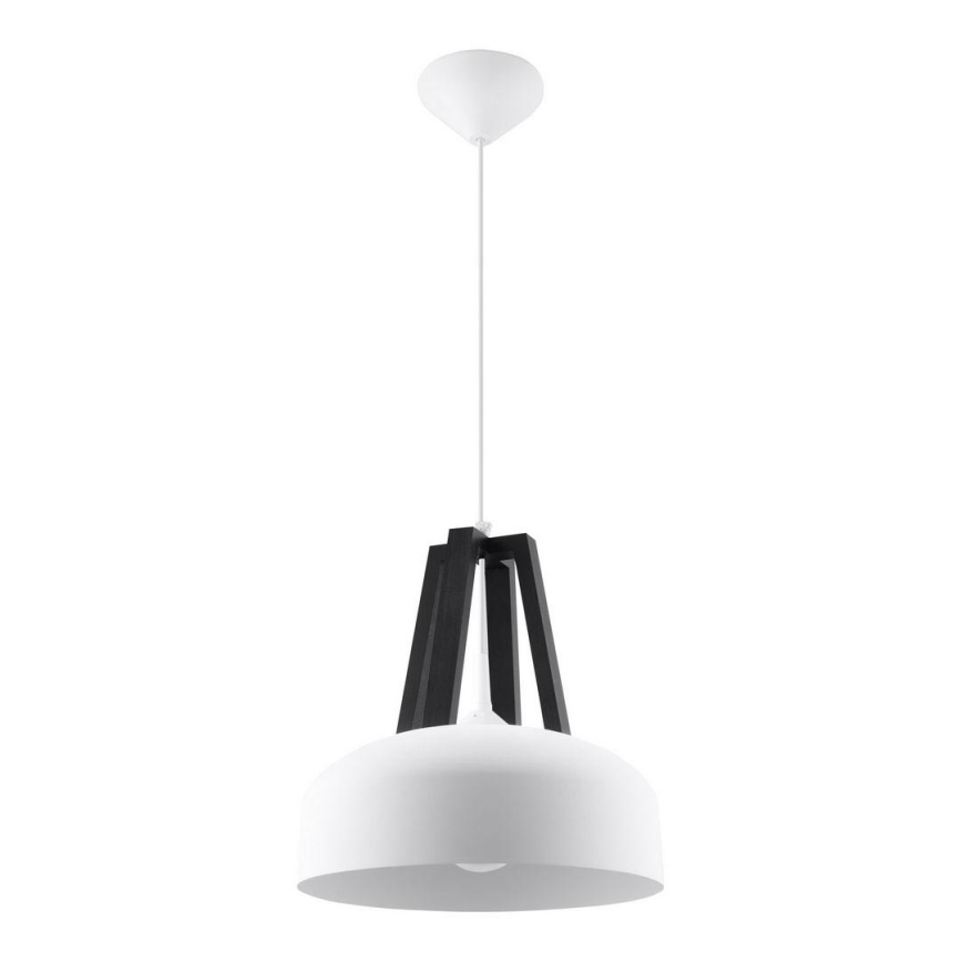 Ljuskrona med textilsladd CASCO 1xE27/60W/230V diameter 30 cm Björk/bok
