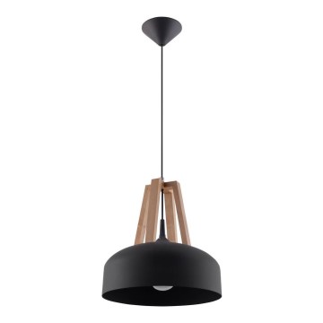 Ljuskrona med textilsladd CASCO 1xE27/60W/230V diameter 30 cm Björk